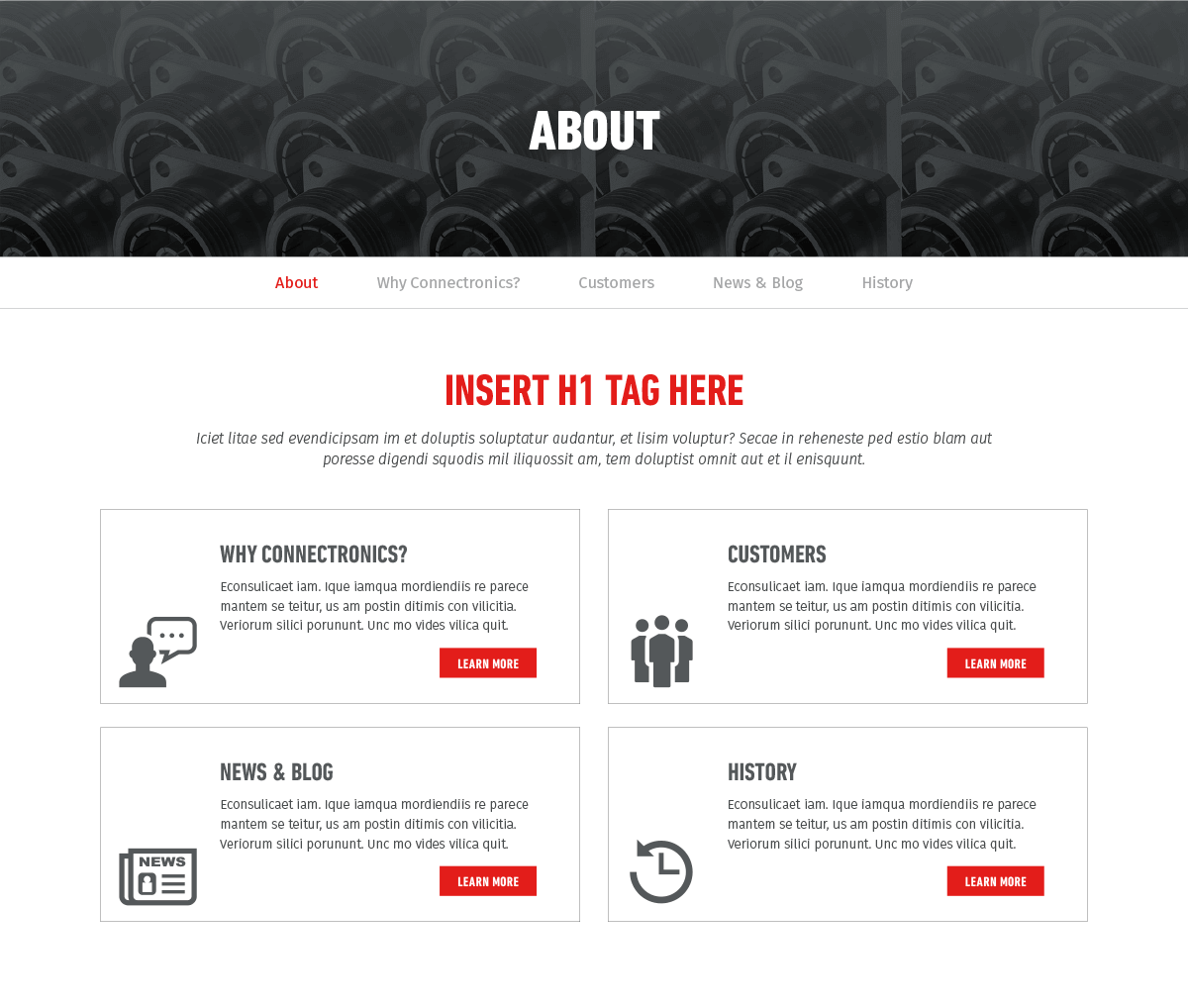 Connectronics - Industrial Website Landing Page