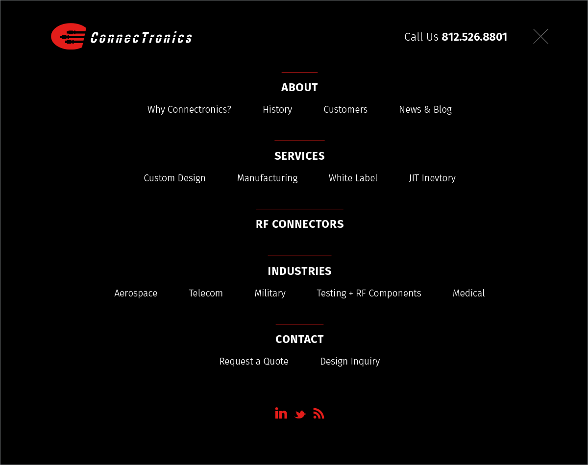 Connectronics - Mega menu overlay
