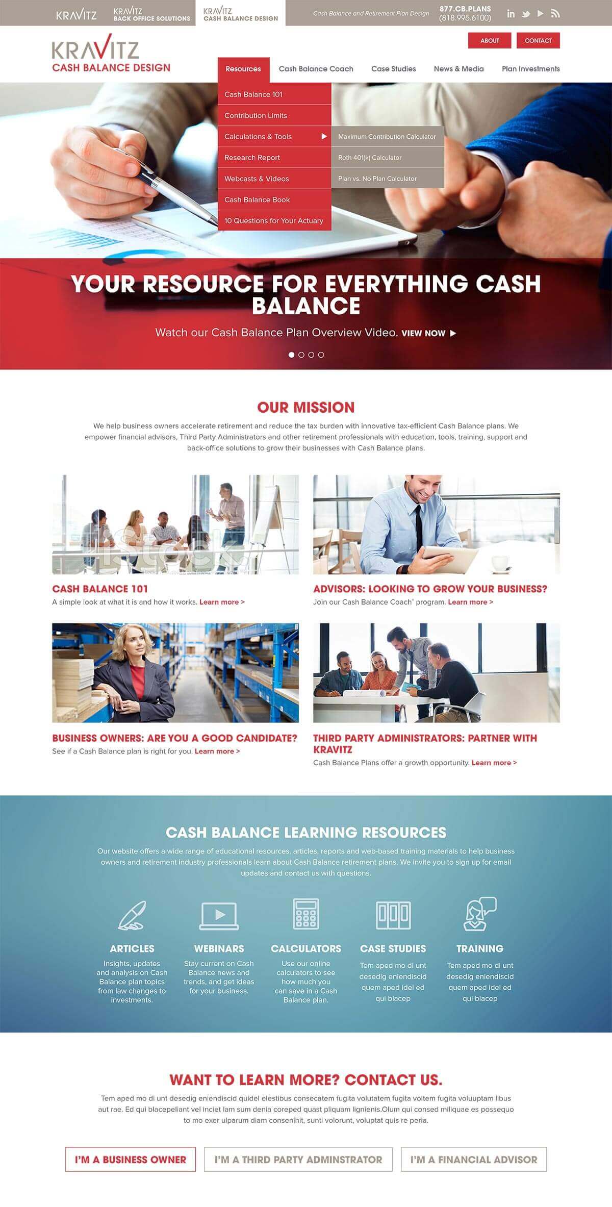 Kravitz - Financial services homepage design