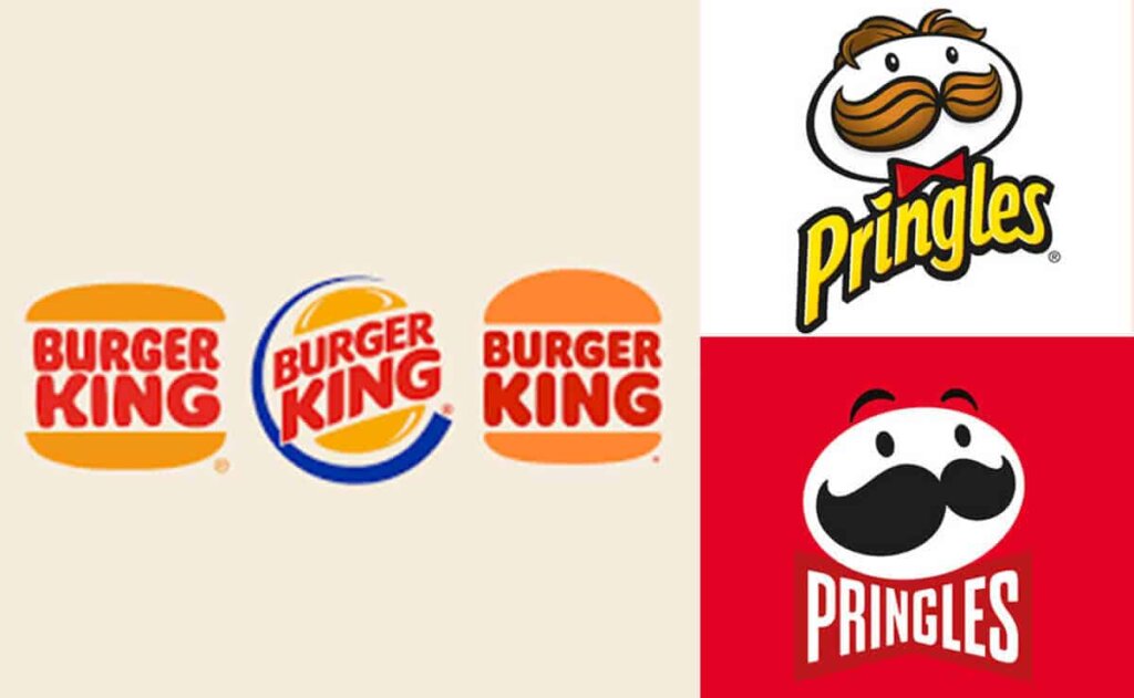 Burger King and Pringles recent logo rebrands.