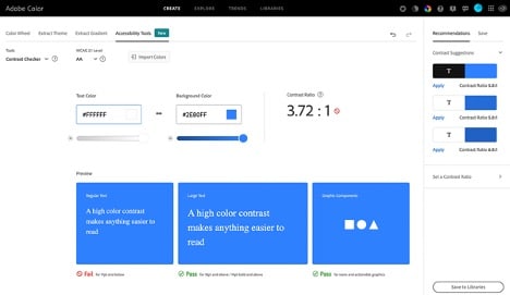 Adobe’s new accessibilities tool helps in adhering to contrast guidelines