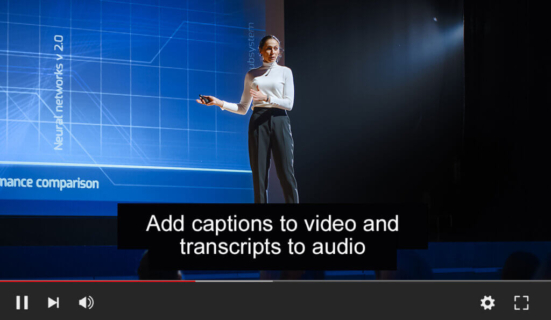 Example of captions placed in a YouTube video.