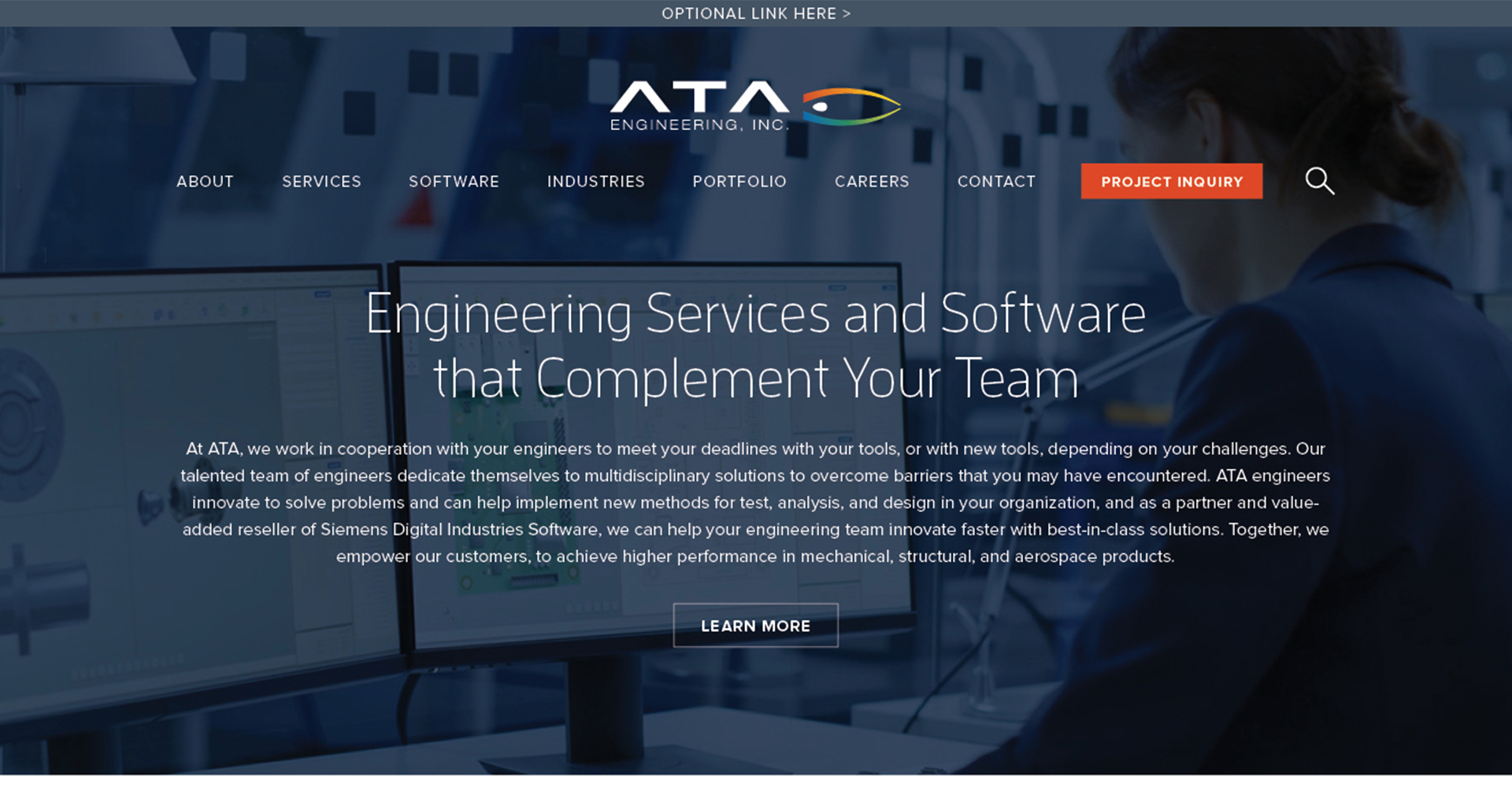 Homepage screenshot of ATA Engineering