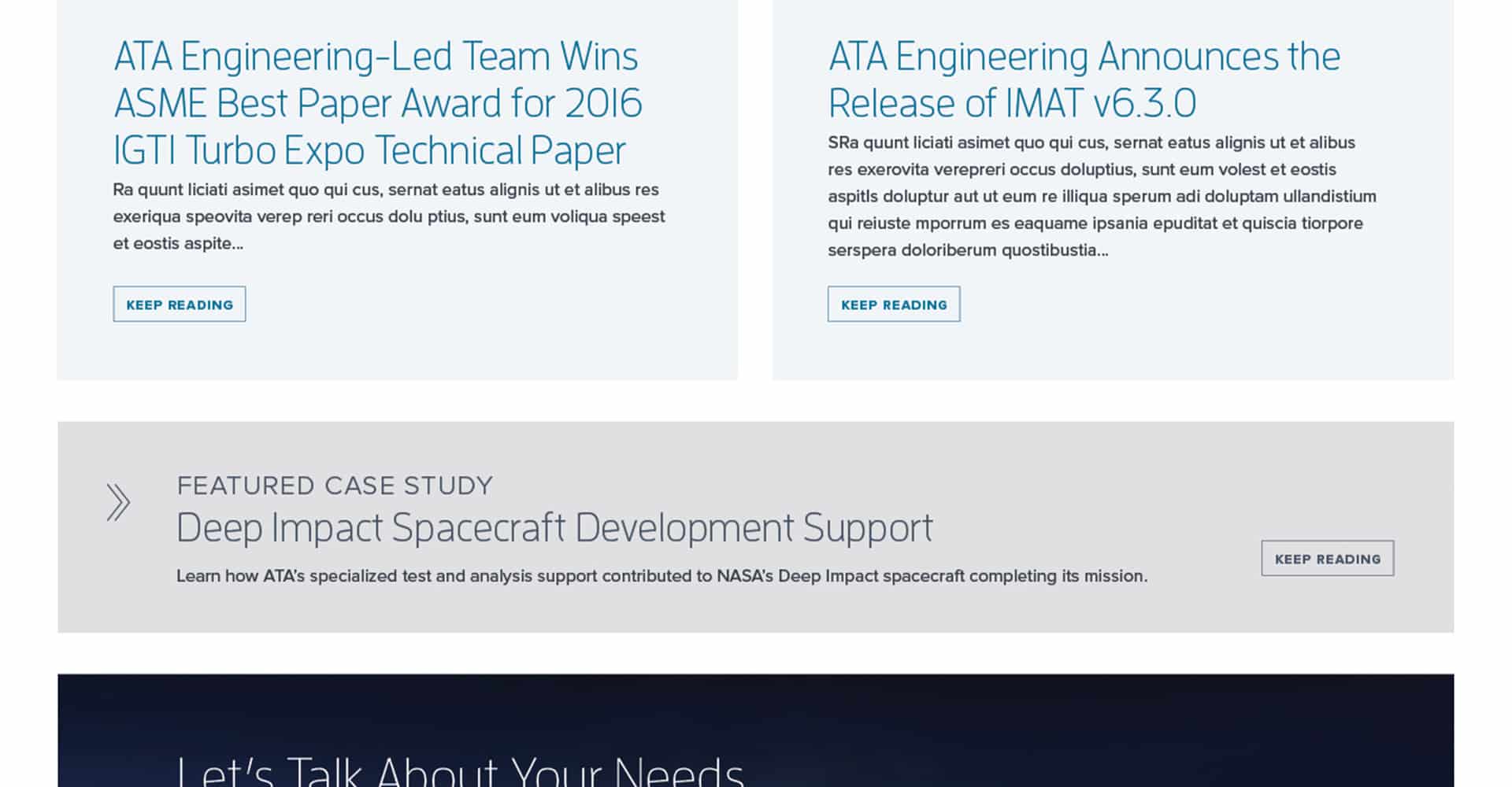 Homepage screenshot of ATA Engineering