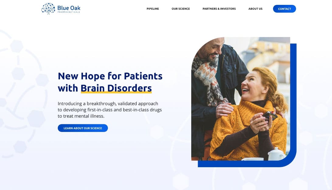 Homepage screenshot of Blue Oak Pharma