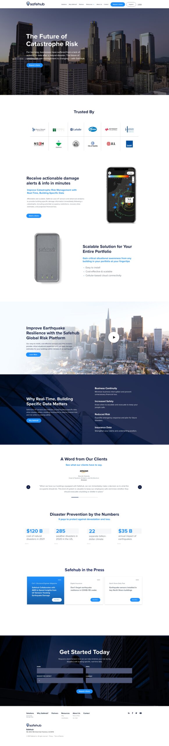 Homepage screenshot of SafeHub
