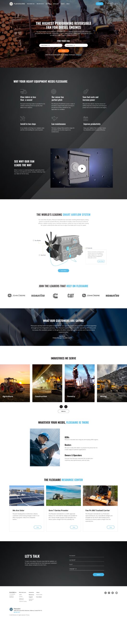Homepage screenshot of Flexxaire