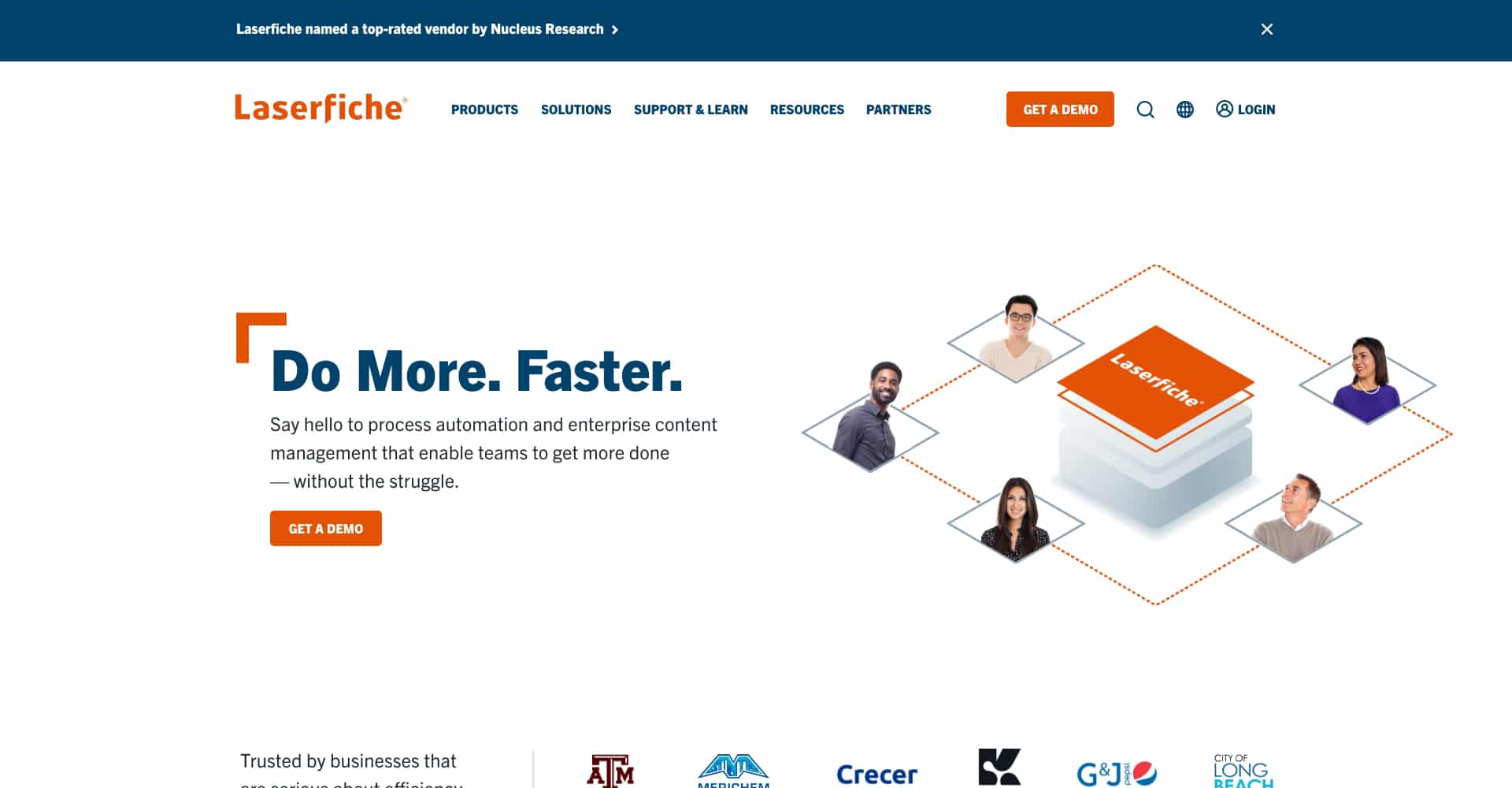 Homepage screenshot of Laserfiche