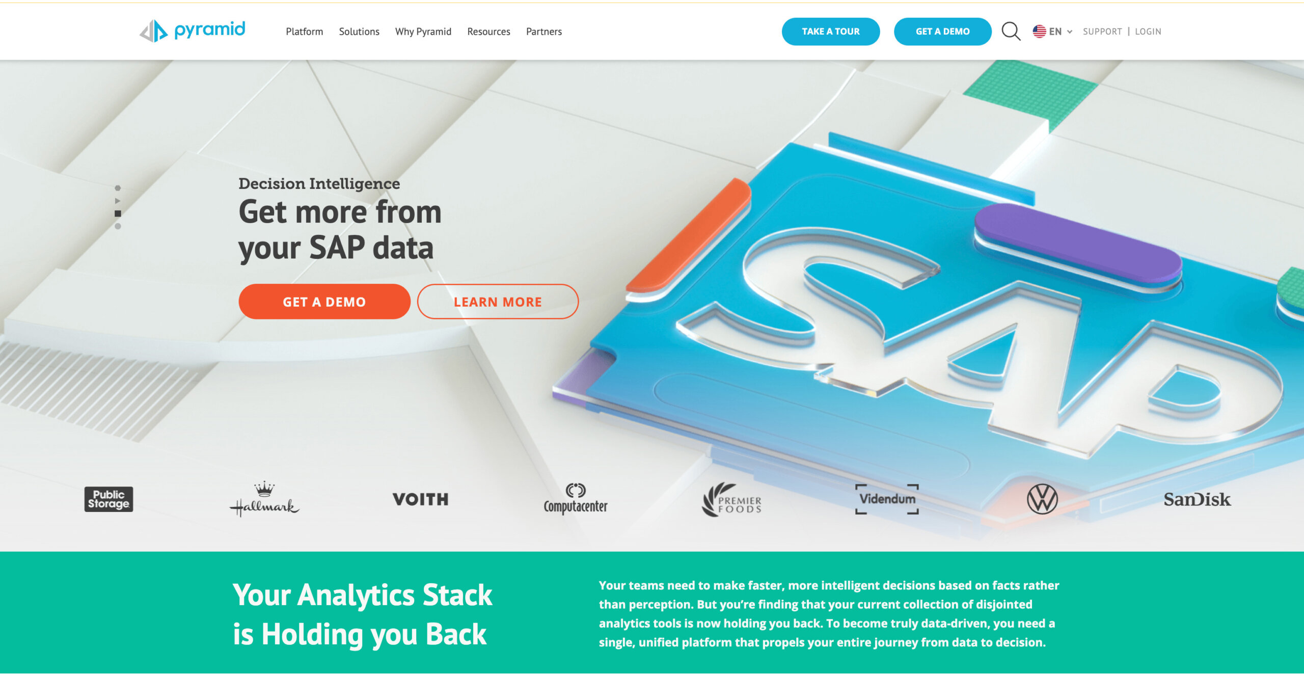 Homepage screenshot of Pyramid Analytics