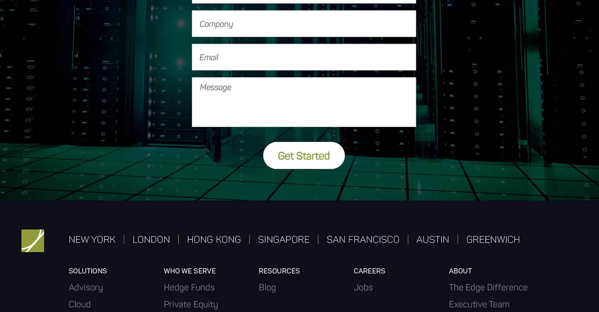 Homepage screenshot of Edge Technology Group