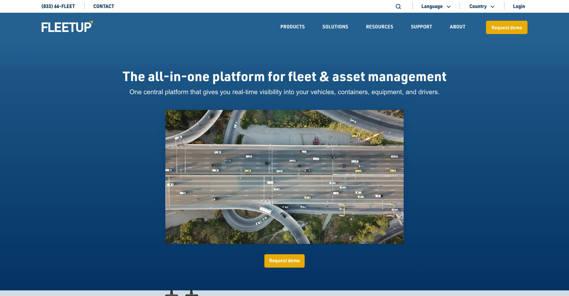 Homepage screenshot of FleetUp
