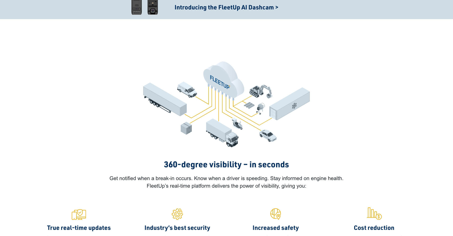 Homepage screenshot of FleetUp