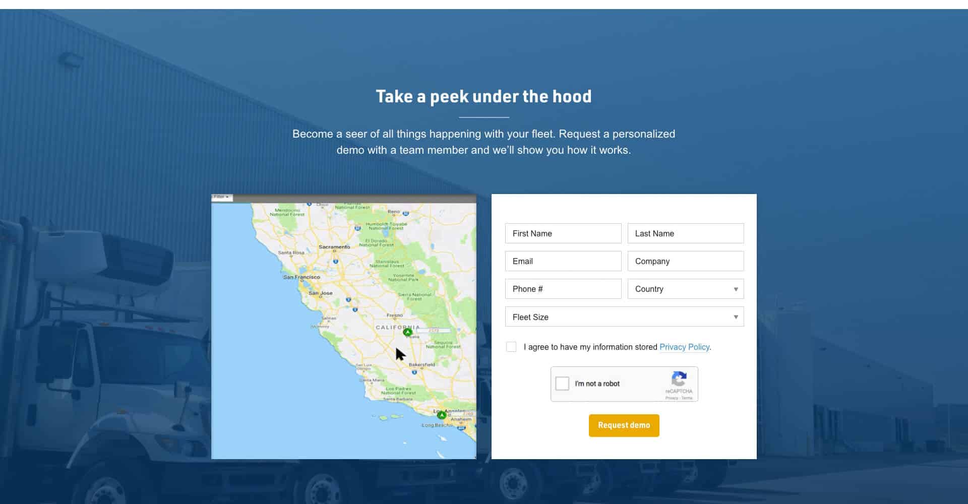 Homepage screenshot of FleetUp