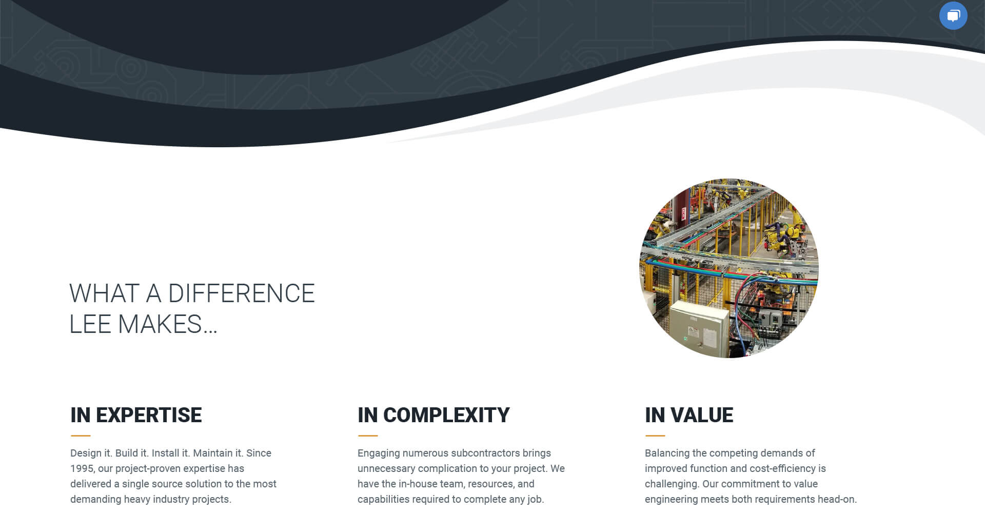 Homepage screenshot of Lee Contracting