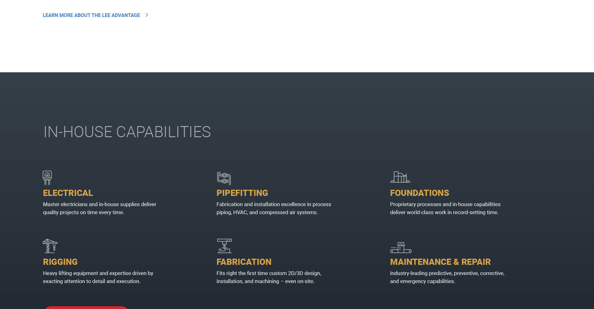 Homepage screenshot of Lee Contracting