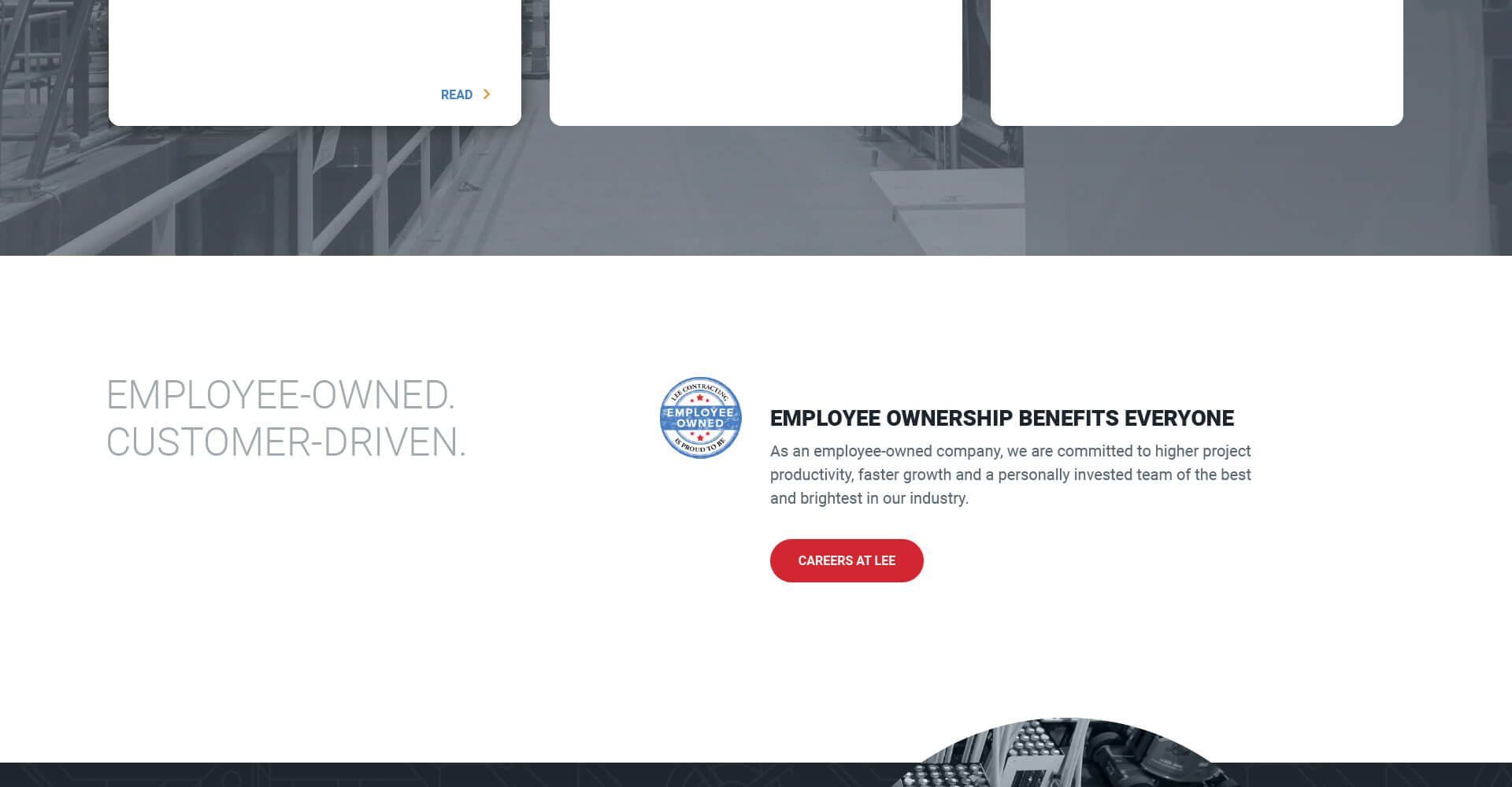 Homepage screenshot of Lee Contracting