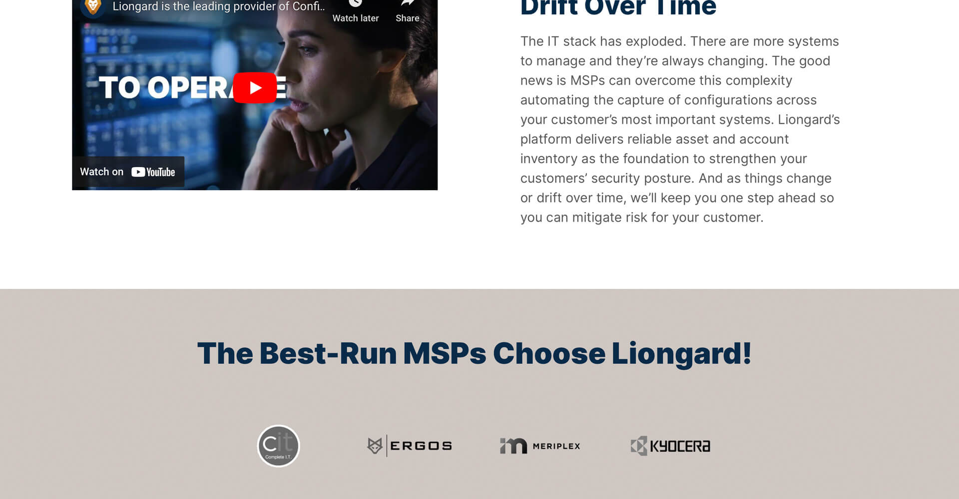 Homepage screenshot of Liongard