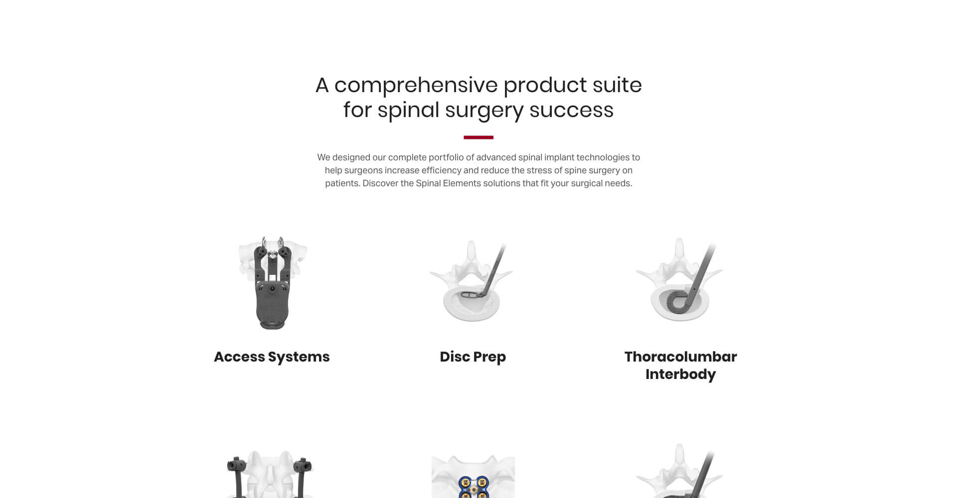 Homepage screenshot of Spinal Elements