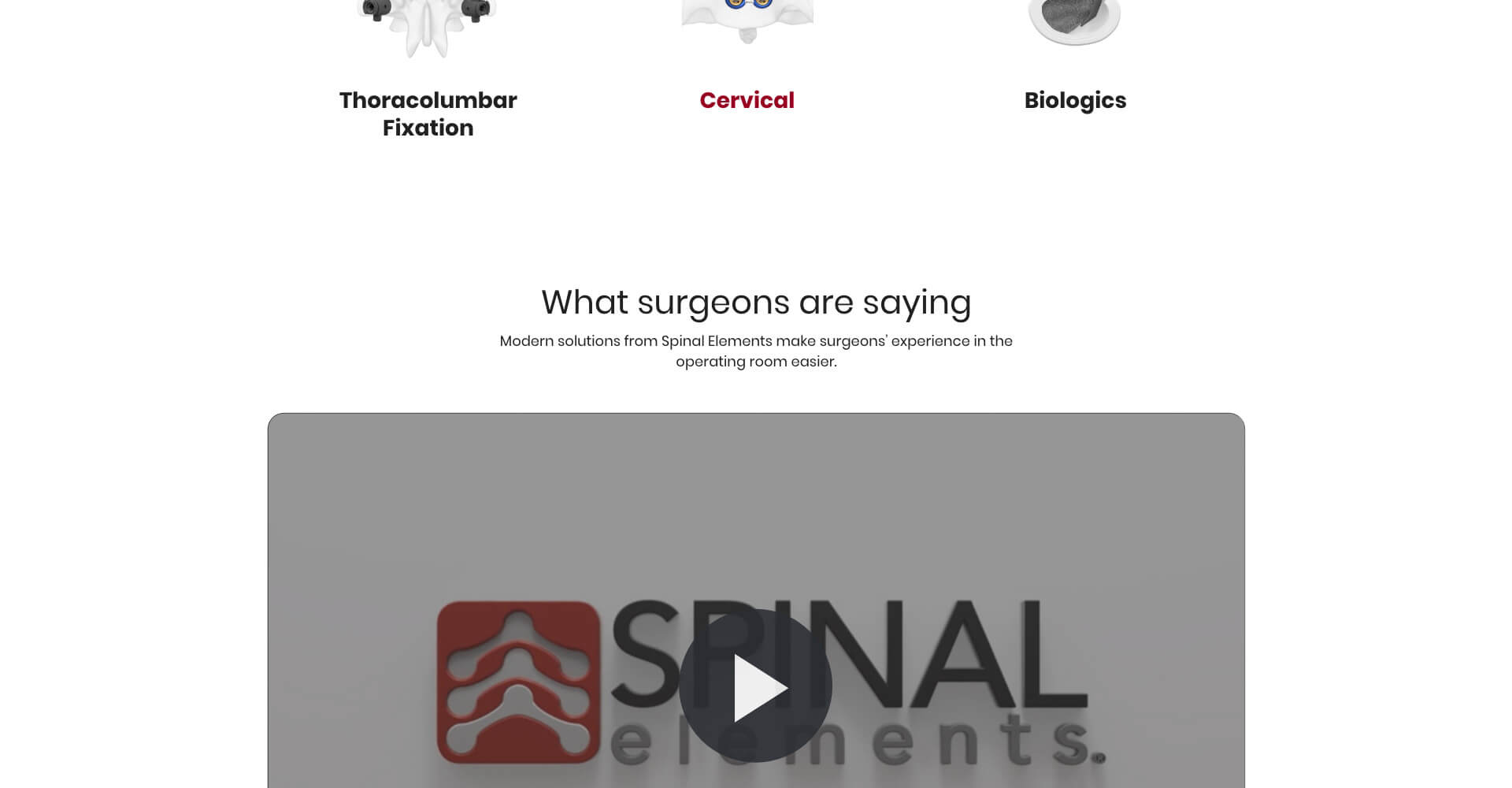 Homepage screenshot of Spinal Elements