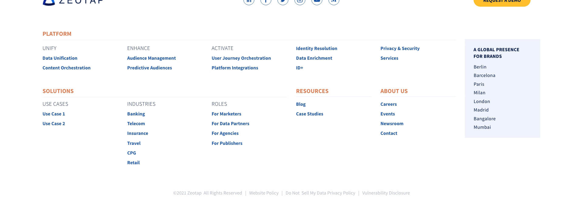 Homepage screenshot of Zeotap