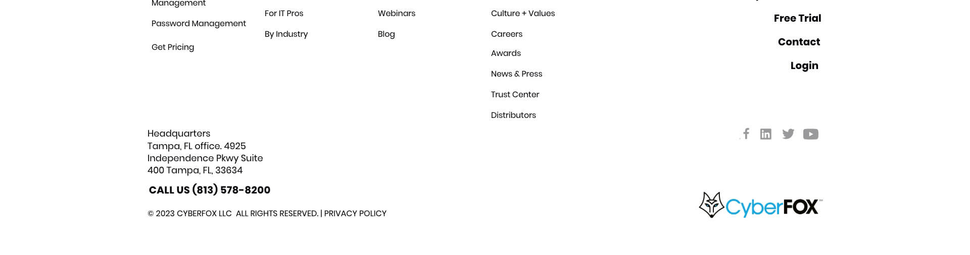 Homepage screenshot of CyberFOX