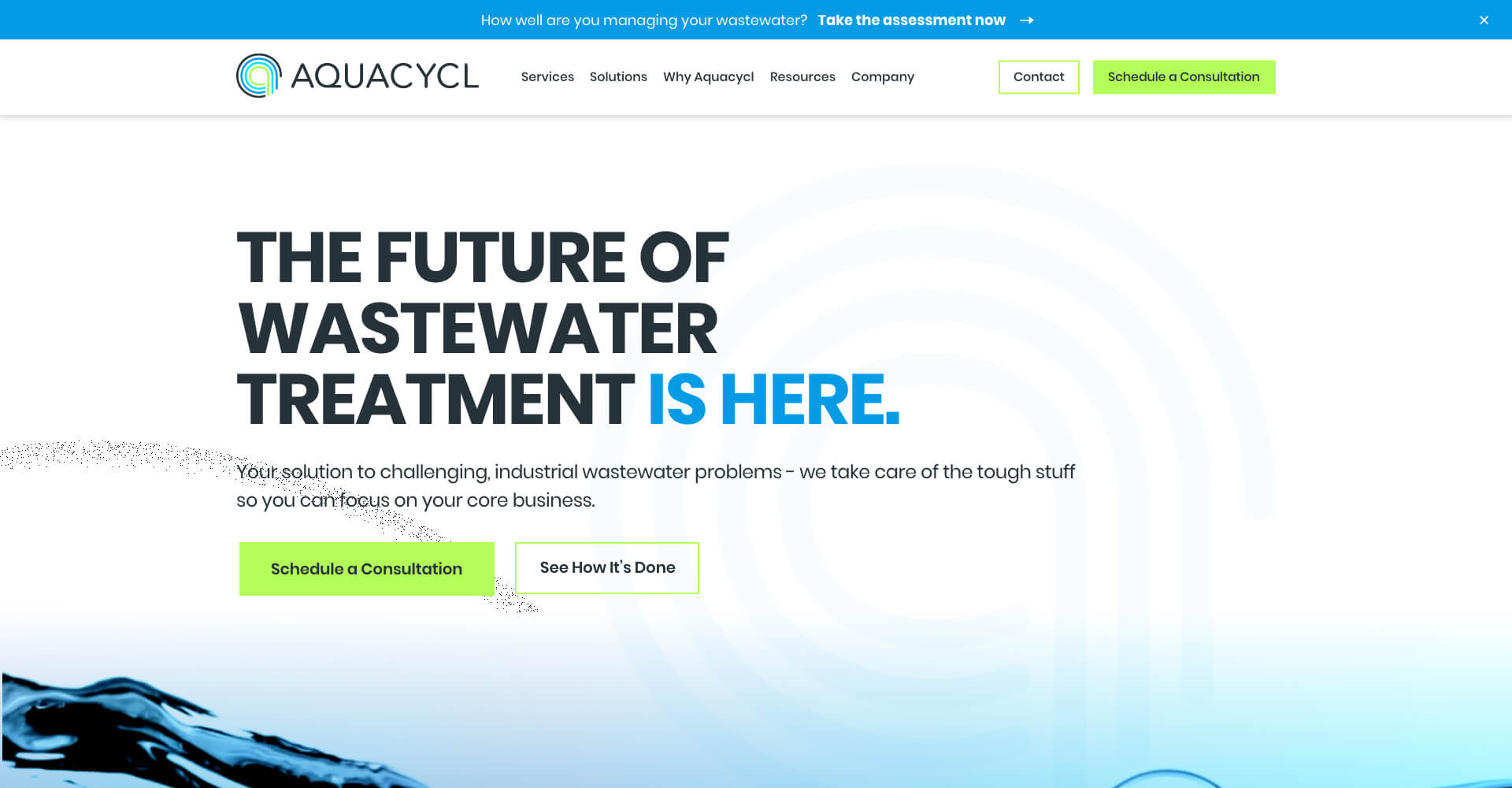 Homepage screenshot of Aquacycl