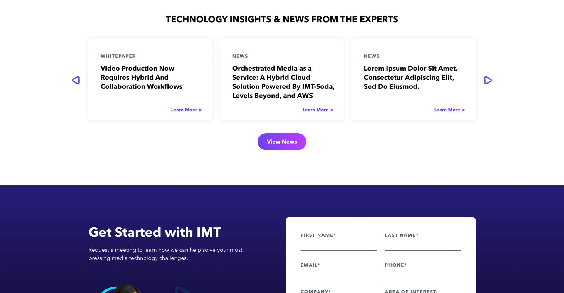 Homepage screenshot of IMT Global