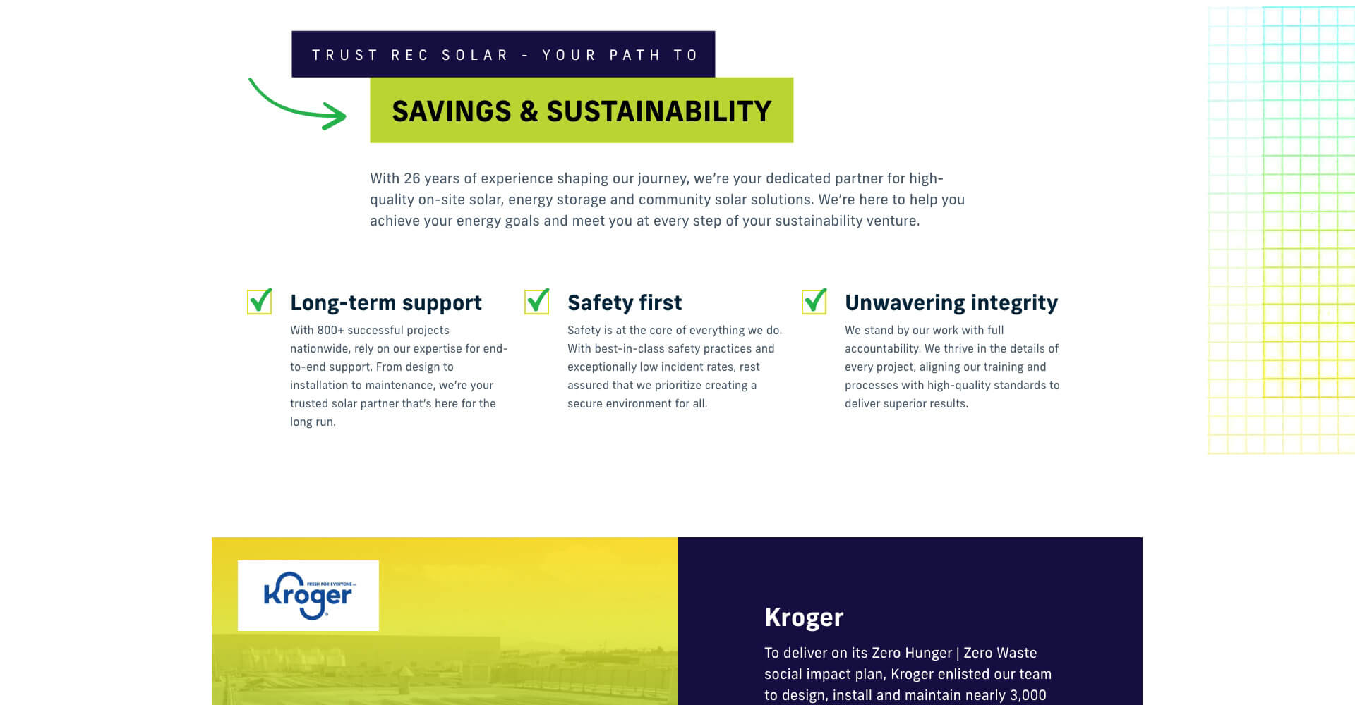 Homepage screenshot of REC Solar
