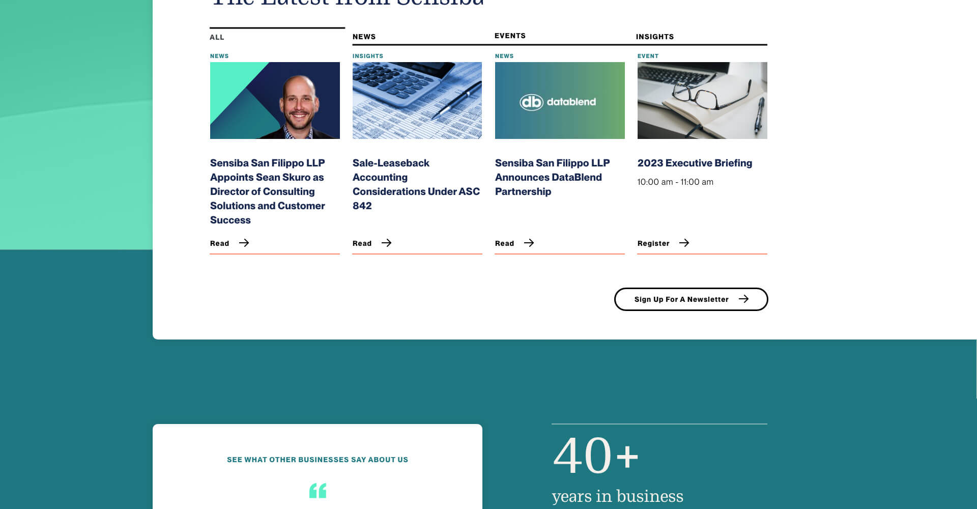 Homepage screenshot of Sensiba