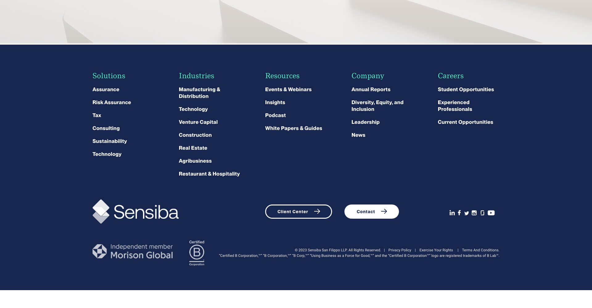 Homepage screenshot of Sensiba