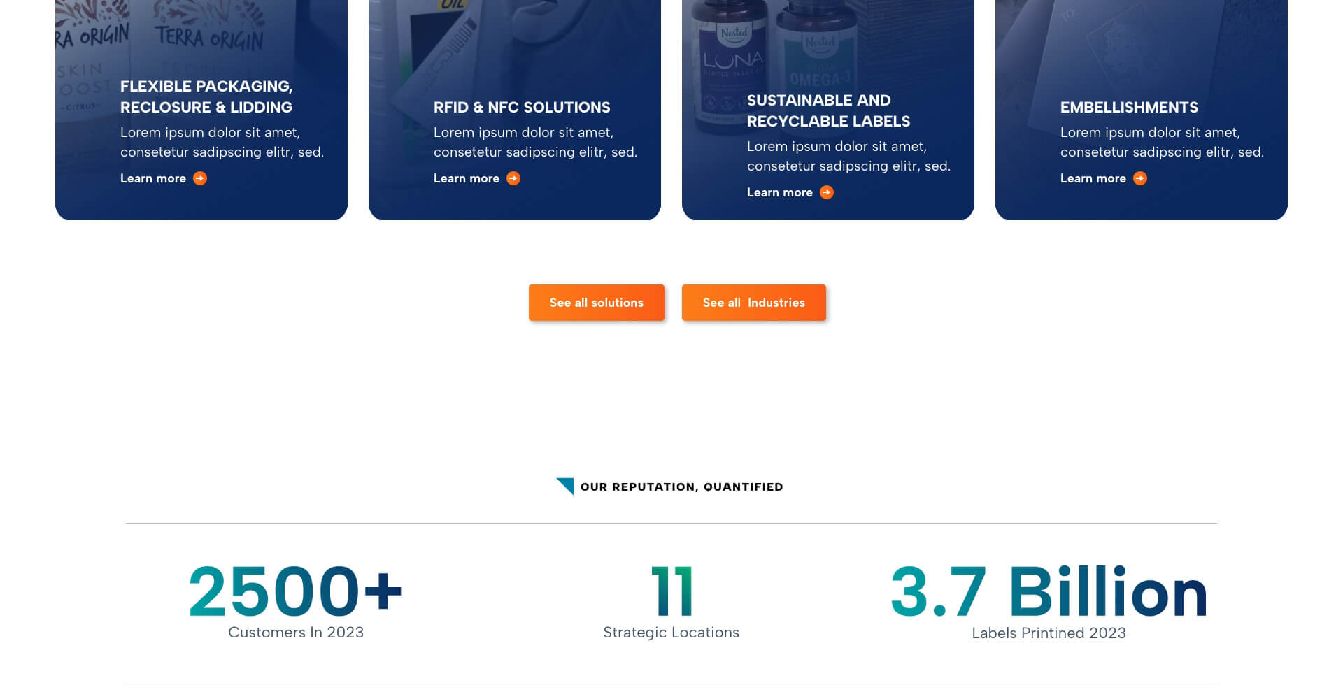 Homepage screenshot of Inovar Packaging