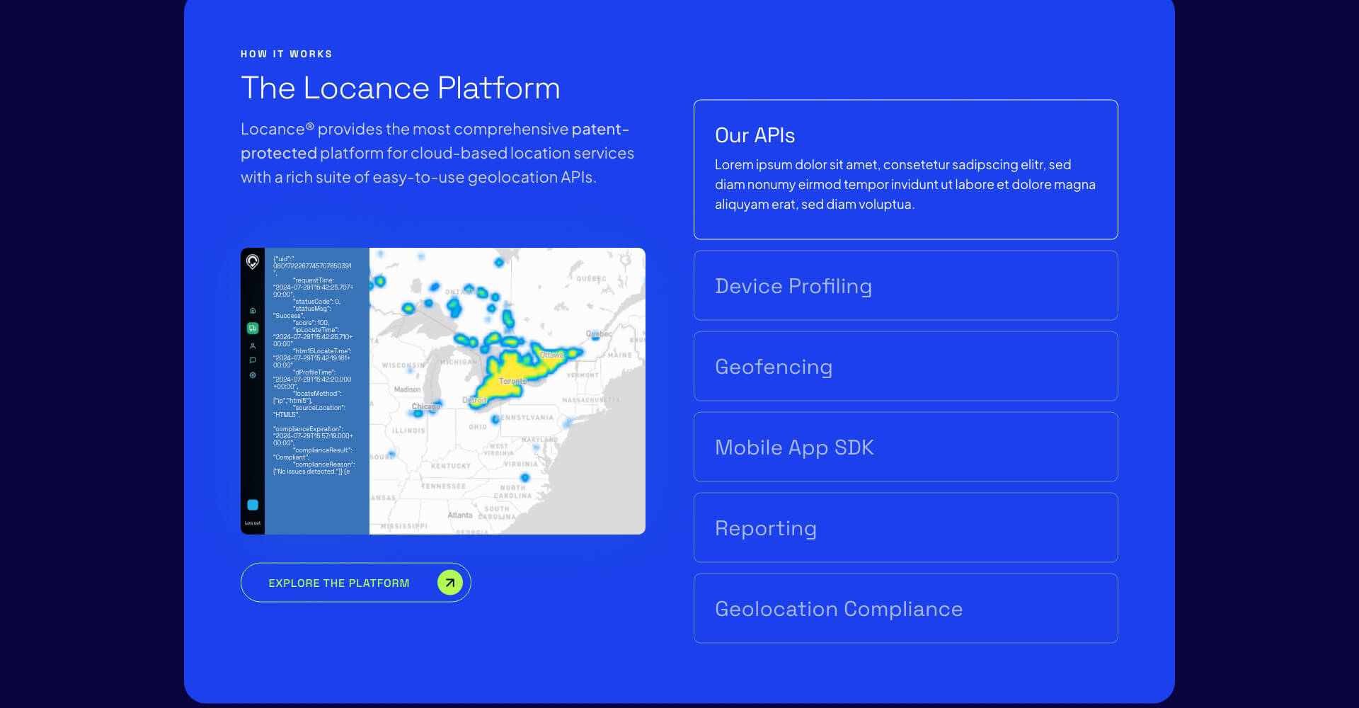 Homepage screenshot of Locance