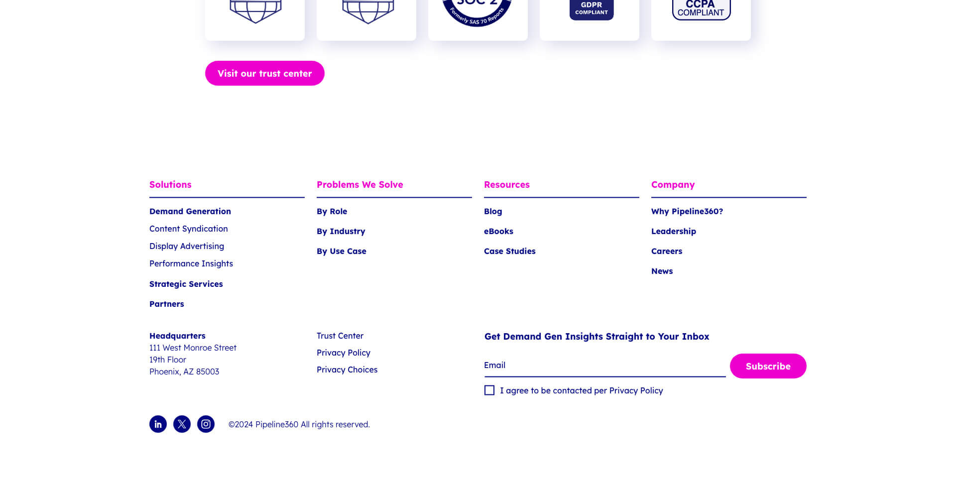 Homepage screenshot of Pipeline360