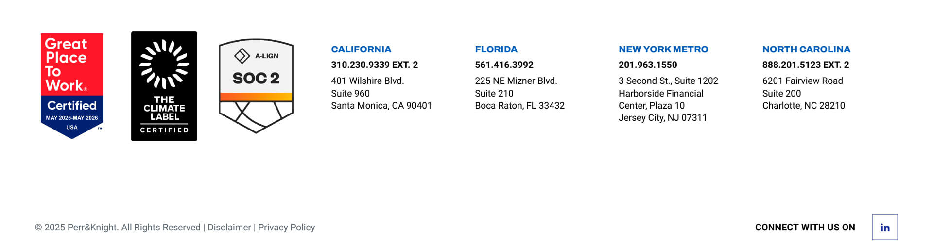 Homepage screenshot of Perr&Knight