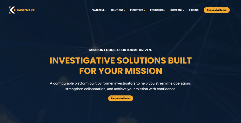 Homepage screenshot of Kaseware