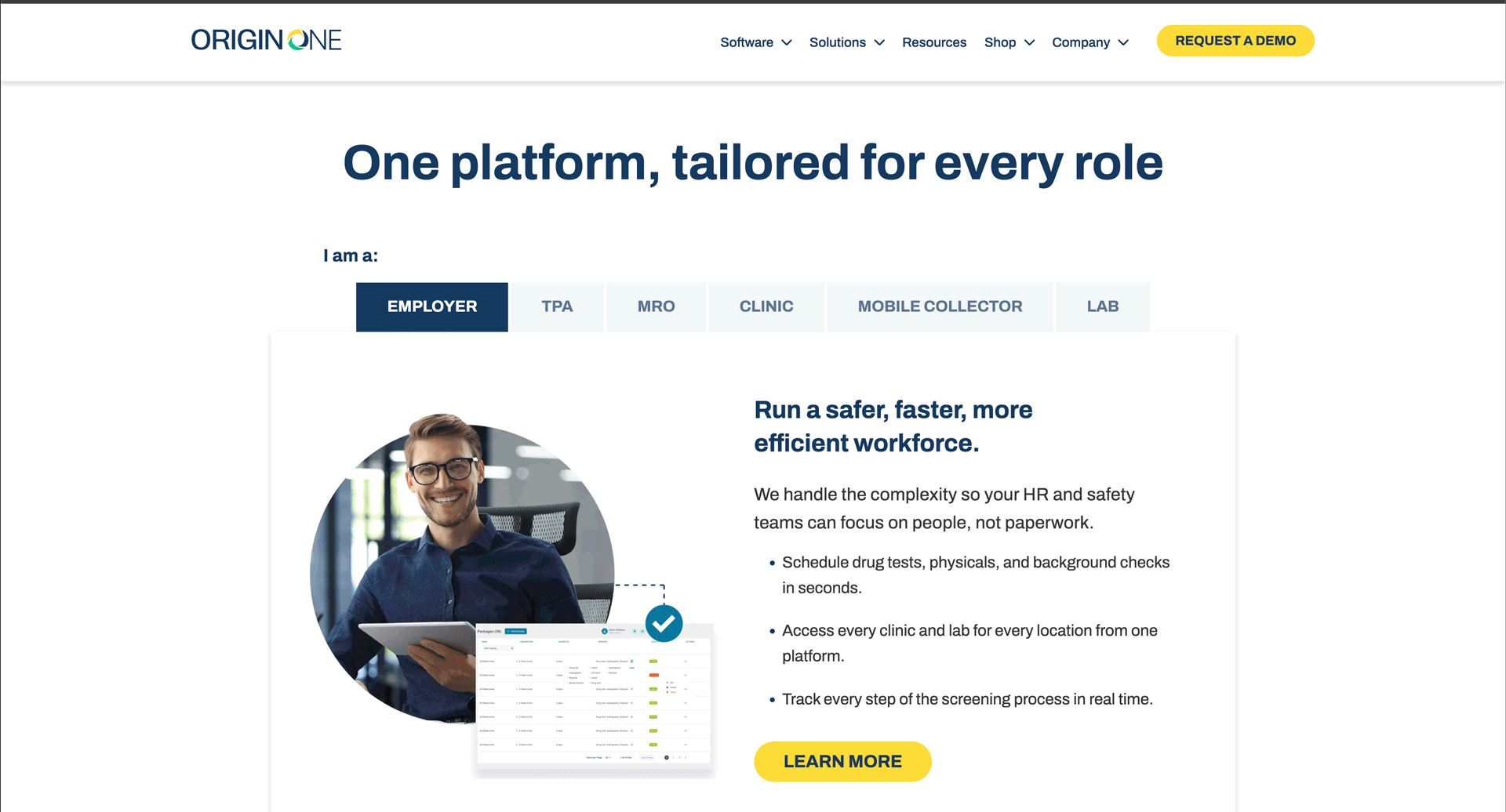 Homepage screenshot of Origin One